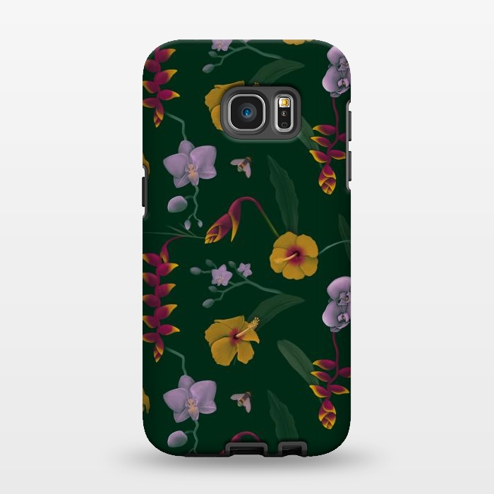 Galaxy S7 EDGE StrongFit Heliconia & Hibiscus by Tishya Oedit
