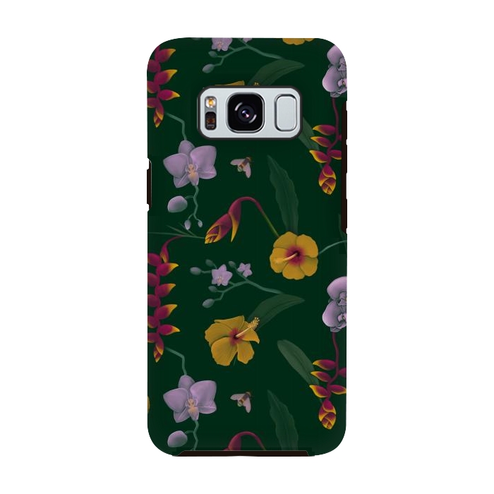 Galaxy S8 StrongFit Heliconia & Hibiscus by Tishya Oedit