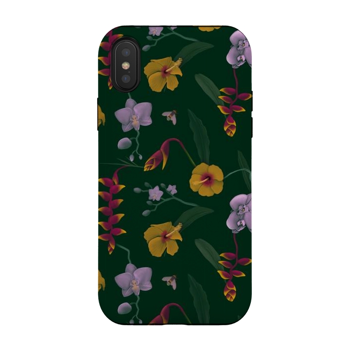 iPhone Xs / X StrongFit Heliconia & Hibiscus by Tishya Oedit