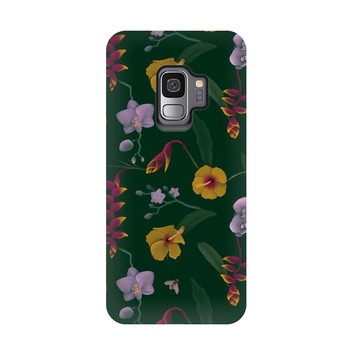 Galaxy S9 StrongFit Heliconia & Hibiscus by Tishya Oedit