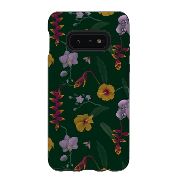 Galaxy S10e StrongFit Heliconia & Hibiscus by Tishya Oedit
