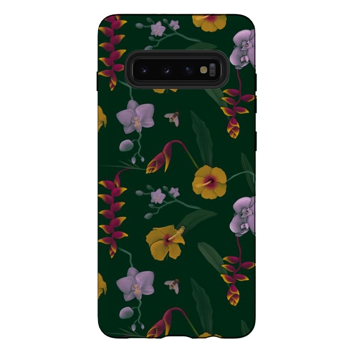 Galaxy S10 plus StrongFit Heliconia & Hibiscus by Tishya Oedit