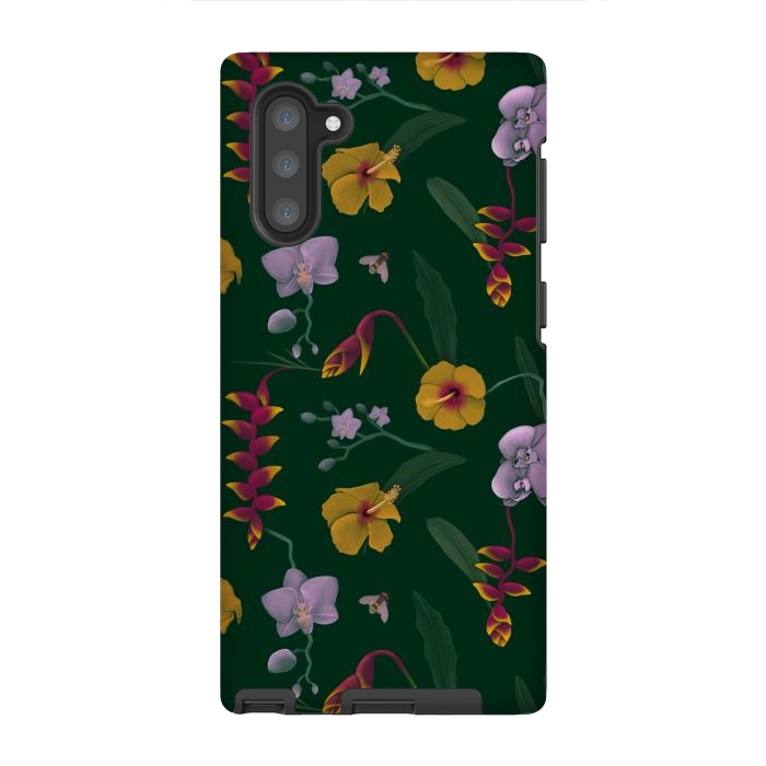 Galaxy Note 10 StrongFit Heliconia & Hibiscus by Tishya Oedit