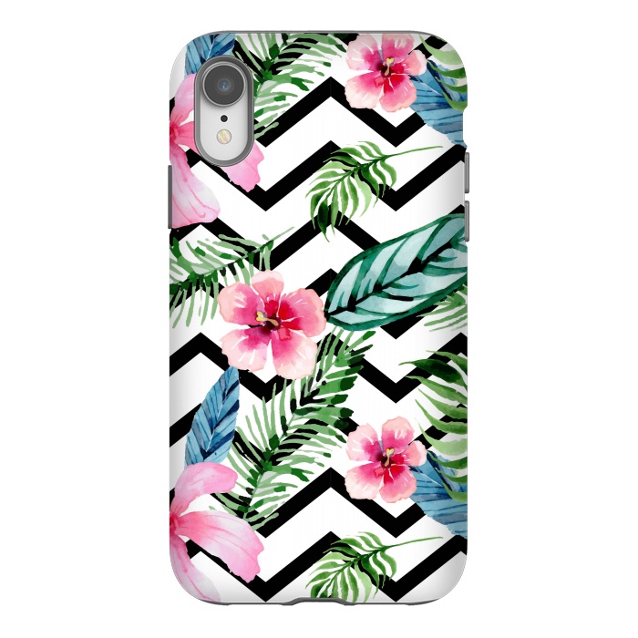 iPhone Xr StrongFit zig zag pink tropical pattern by MALLIKA