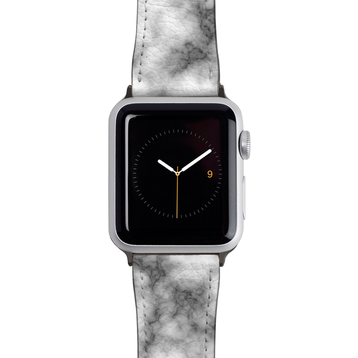Watch 38mm / 40mm Strap PU leather Black and White Marble Texture by Julie Erin Designs