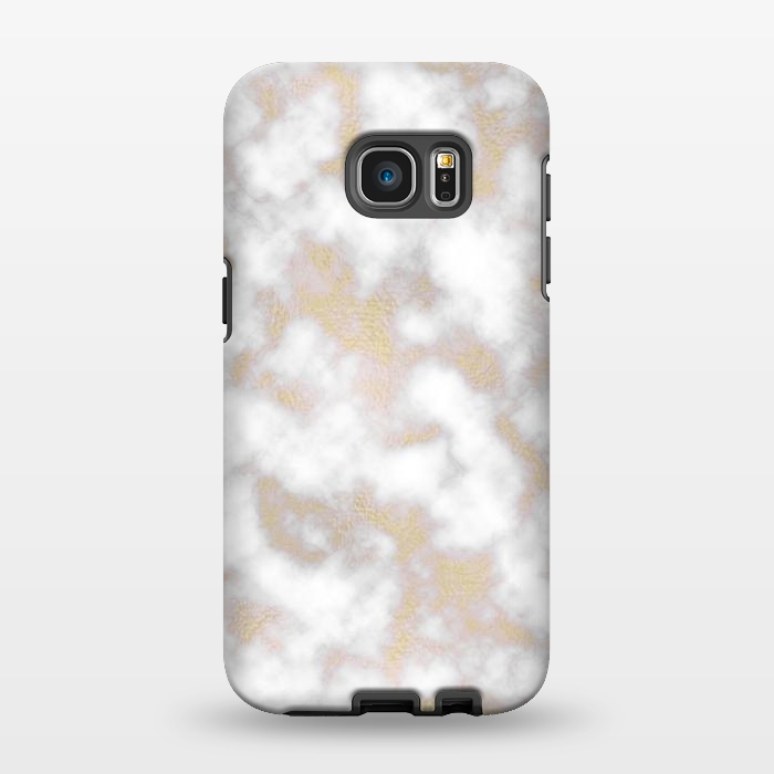 Galaxy S7 EDGE StrongFit Gold and White Marble Texture by Julie Erin Designs