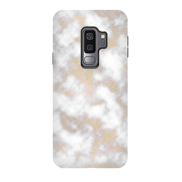 Galaxy S9 plus StrongFit Gold and White Marble Texture by Julie Erin Designs