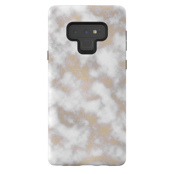 Galaxy Note 9 StrongFit Gold and White Marble Texture by Julie Erin Designs