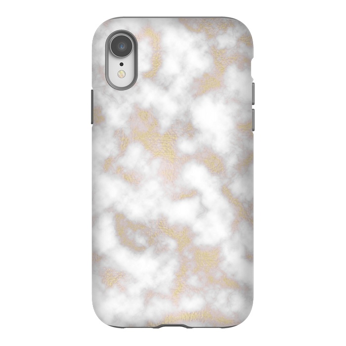 iPhone Xr StrongFit Gold and White Marble Texture by Julie Erin Designs