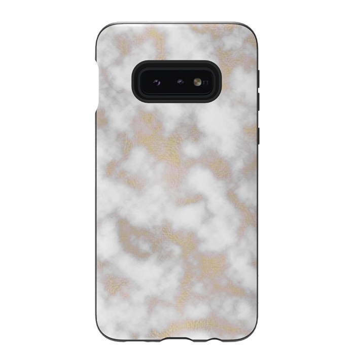 Galaxy S10e StrongFit Gold and White Marble Texture by Julie Erin Designs