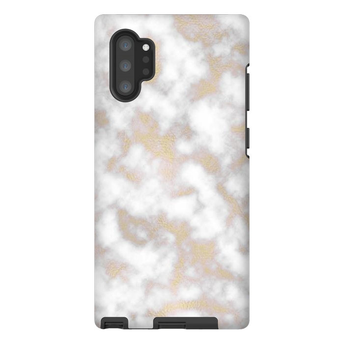 Galaxy Note 10 plus StrongFit Gold and White Marble Texture by Julie Erin Designs