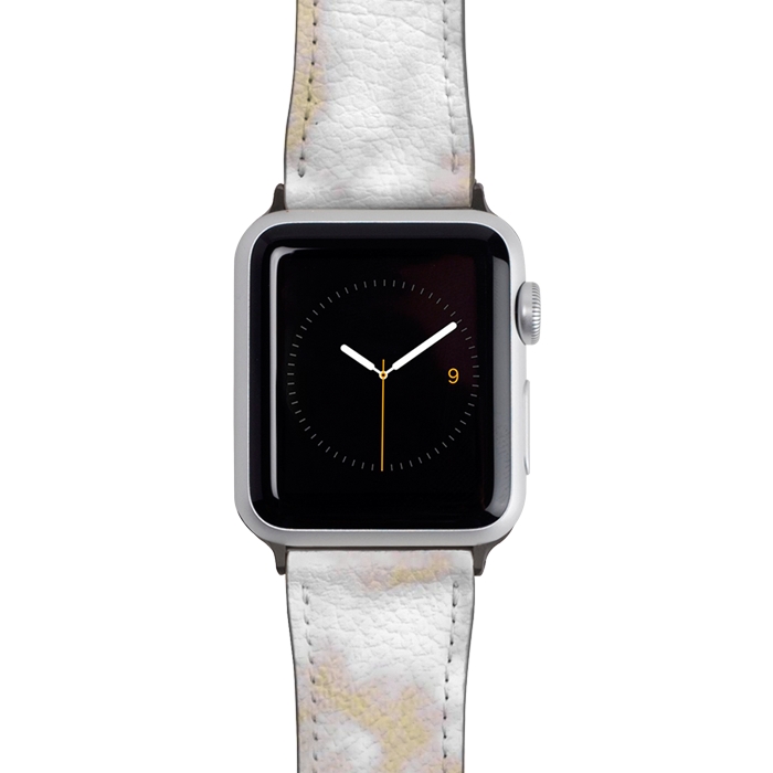 Watch 42mm / 44mm Strap PU leather Gold and White Marble Texture by Julie Erin Designs