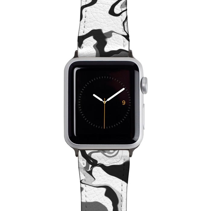 Watch 38mm / 40mm Strap PU leather Black & gray marble by Jms