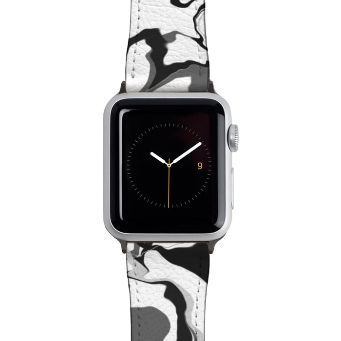 Watch 42mm / 44mm Strap PU leather Black & gray marble by Jms