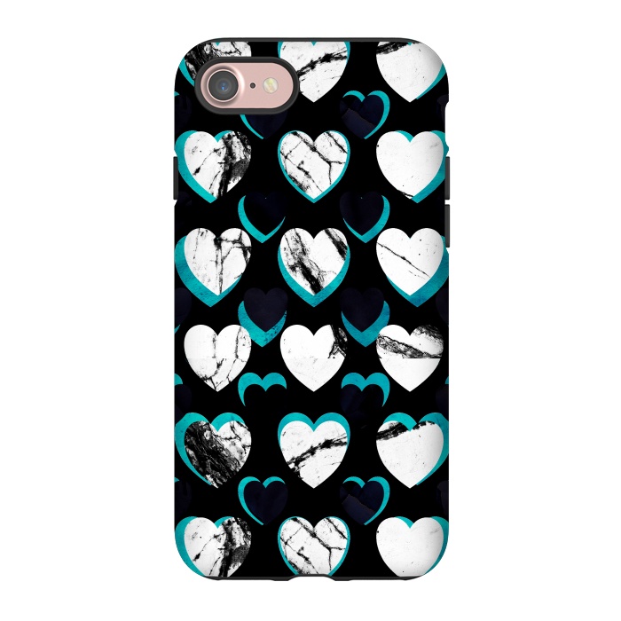 iPhone 7 StrongFit 3D marble hearts pattern by Oana 
