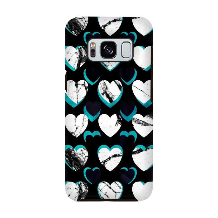 Galaxy S8 StrongFit 3D marble hearts pattern by Oana 