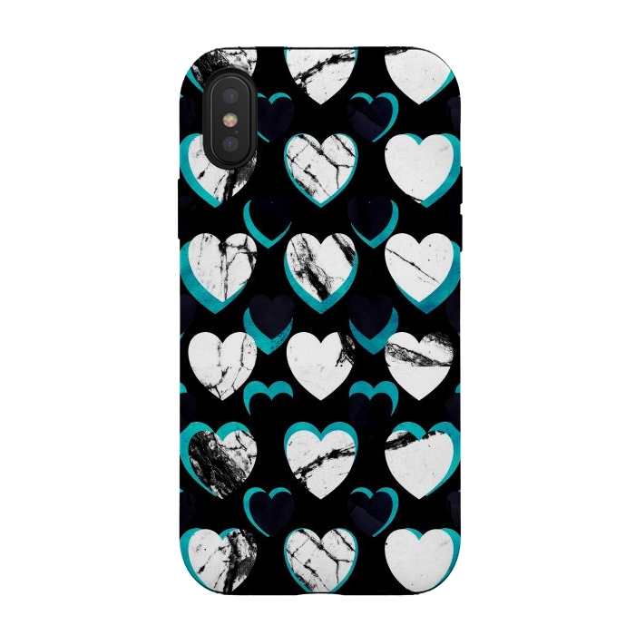 iPhone Xs / X StrongFit 3D marble hearts pattern by Oana 