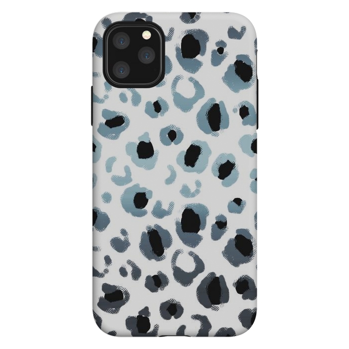 iPhone 11 Pro Max StrongFit Blue grey gradient leopard print by Oana 