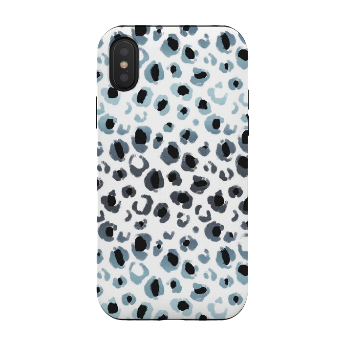 iPhone Xs / X StrongFit Blue grey gradient leopard print by Oana 