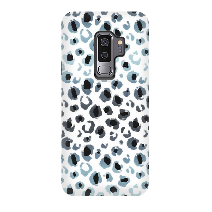 Galaxy S9 plus StrongFit Blue grey gradient leopard print by Oana 