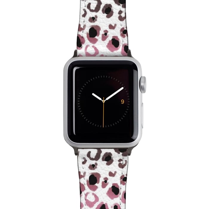 Watch 42mm / 44mm Strap PU leather Pink brown leopard print spots by Oana 