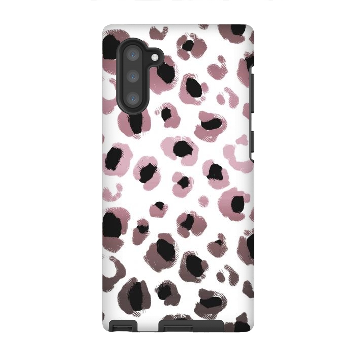 Galaxy Note 10 StrongFit Pink brown leopard print spots by Oana 