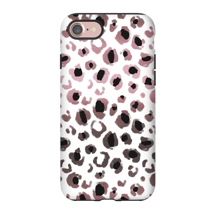 iPhone 7 StrongFit Pink brown leopard print spots by Oana 