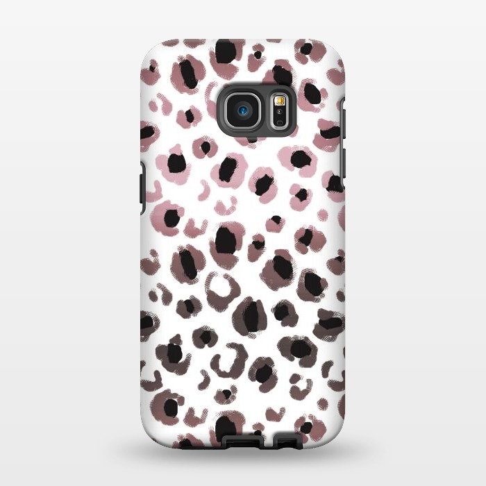 Galaxy S7 EDGE StrongFit Pink brown leopard print spots by Oana 
