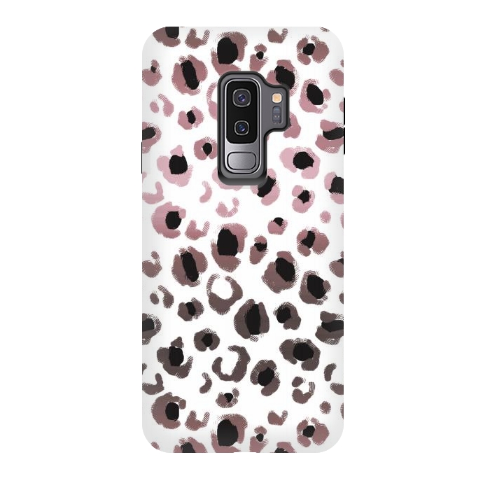 Galaxy S9 plus StrongFit Pink brown leopard print spots by Oana 