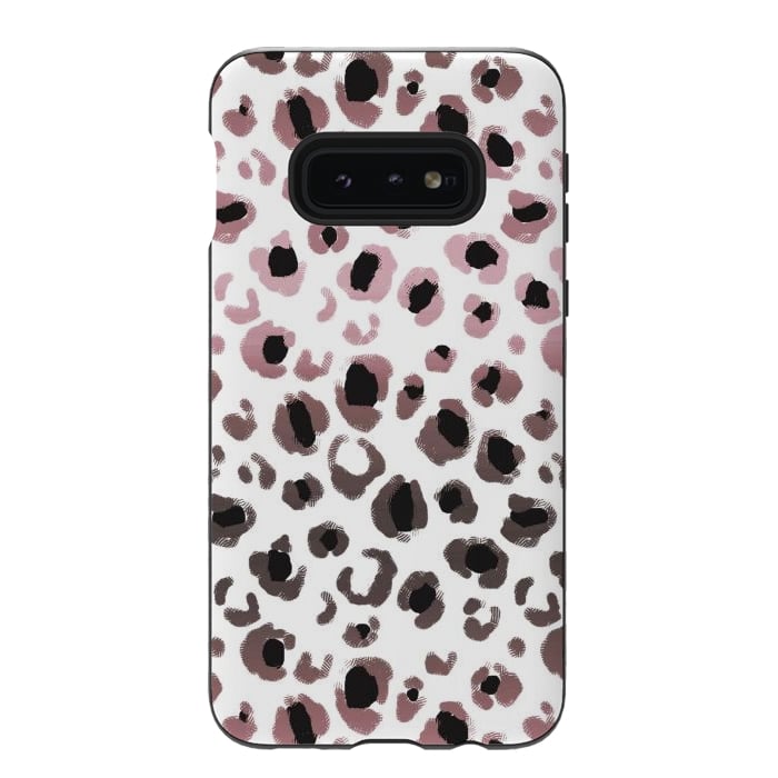 Galaxy S10e StrongFit Pink brown leopard print spots by Oana 