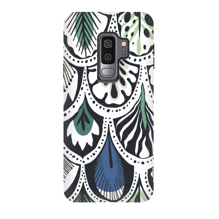 Galaxy S9 plus StrongFit boho feather pattern 2 by MALLIKA