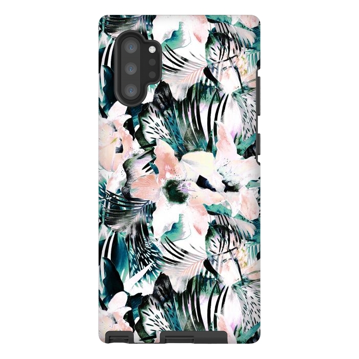 Galaxy Note 10 plus StrongFit Tropical flowers and palm leaves by Oana 
