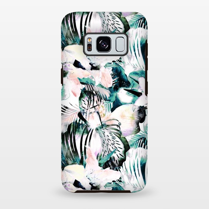 Galaxy S8 plus StrongFit Tropical flowers and palm leaves by Oana 