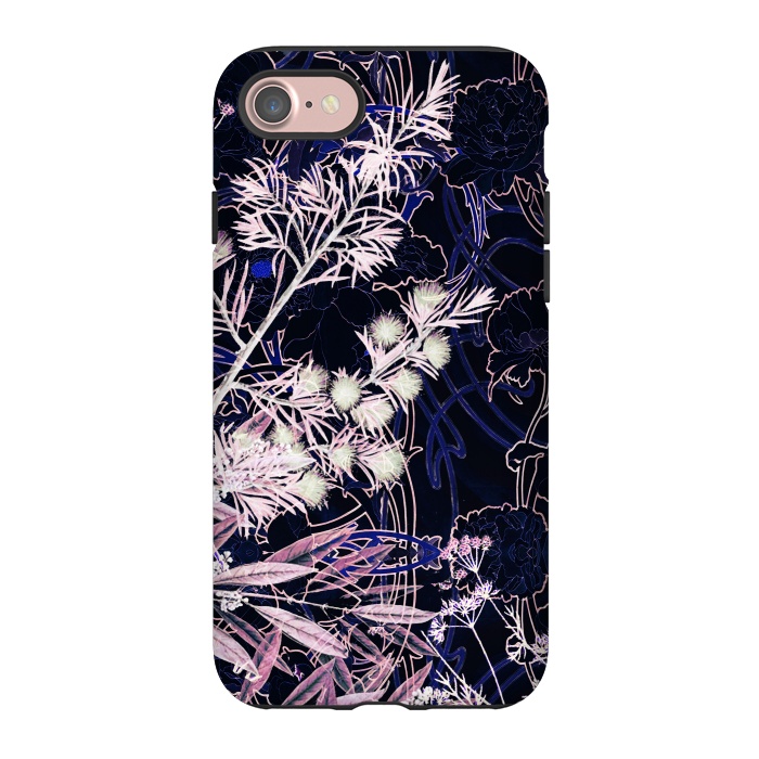 iPhone 7 StrongFit Pink purple botanical illustration by Oana 