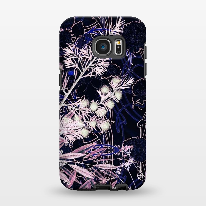 Galaxy S7 EDGE StrongFit Pink purple botanical illustration by Oana 