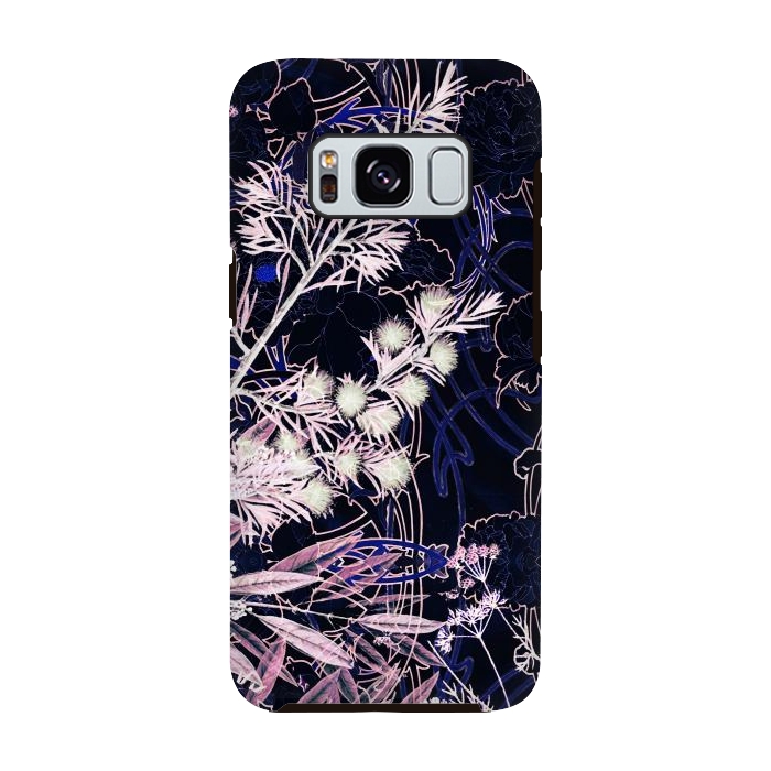 Galaxy S8 StrongFit Pink purple botanical illustration by Oana 