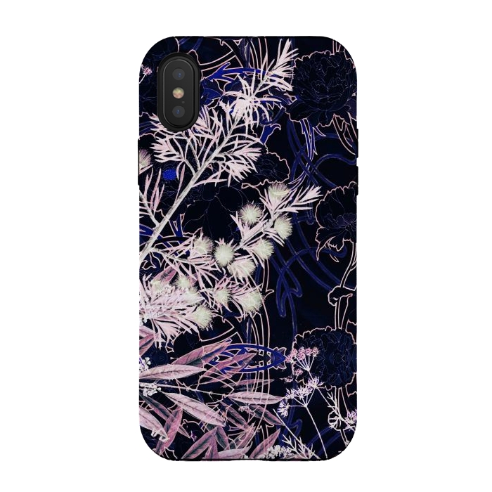 iPhone Xs / X StrongFit Pink purple botanical illustration by Oana 