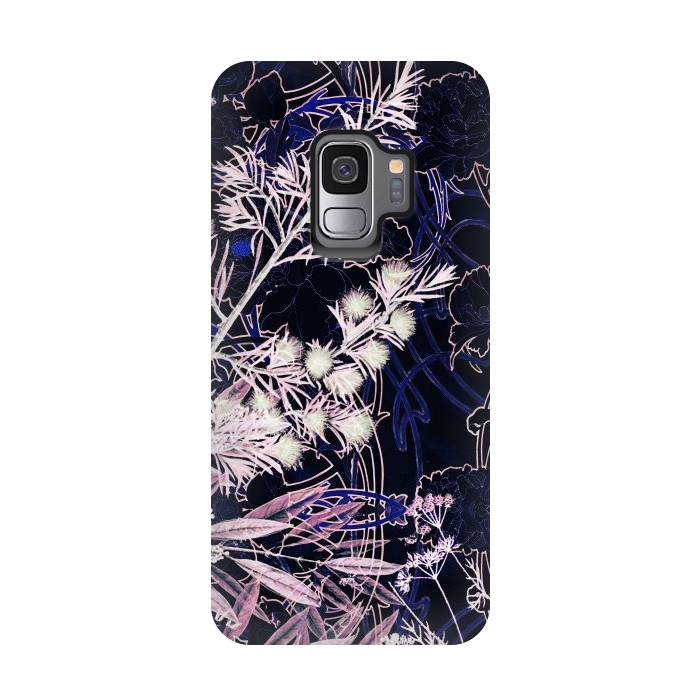 Galaxy S9 StrongFit Pink purple botanical illustration by Oana 