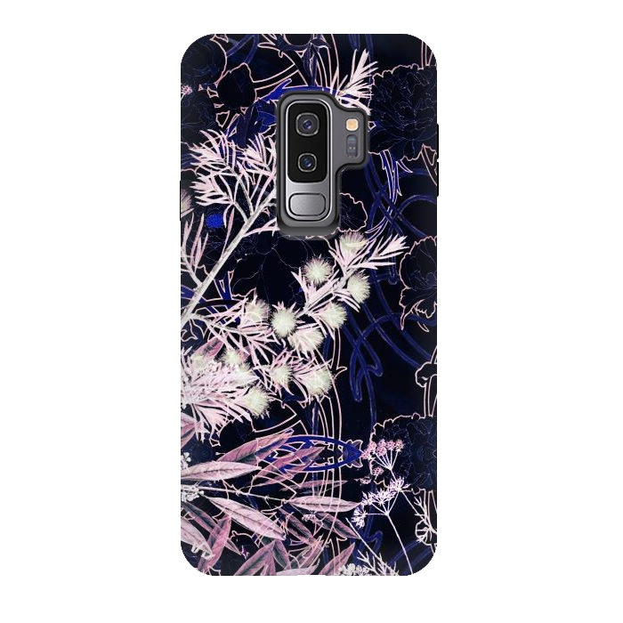 Galaxy S9 plus StrongFit Pink purple botanical illustration by Oana 