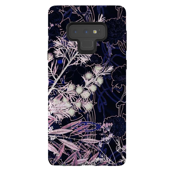 Galaxy Note 9 StrongFit Pink purple botanical illustration by Oana 