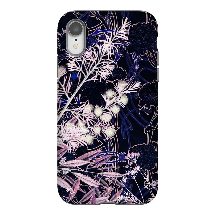 iPhone Xr StrongFit Pink purple botanical illustration by Oana 