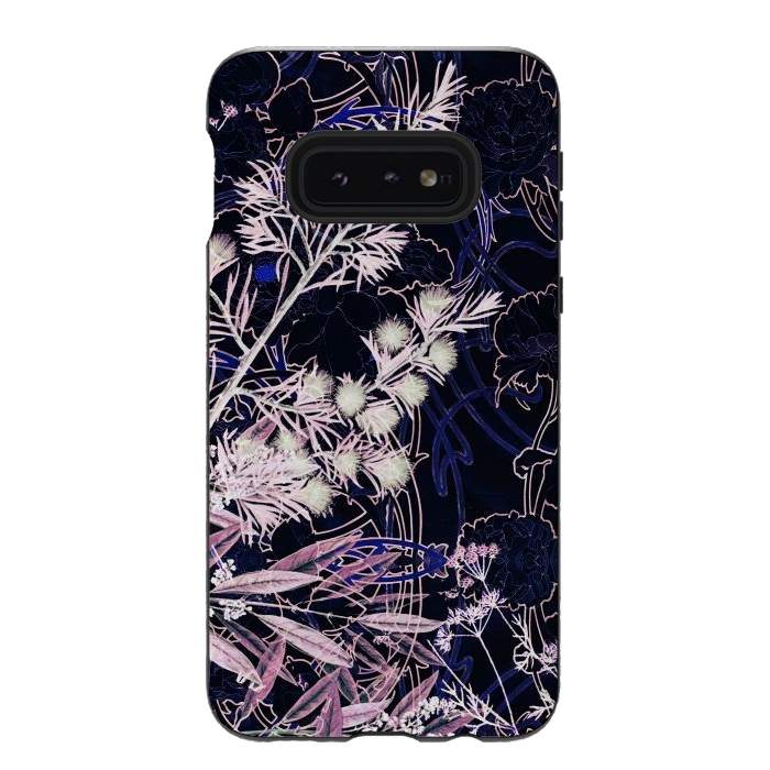 Galaxy S10e StrongFit Pink purple botanical illustration by Oana 