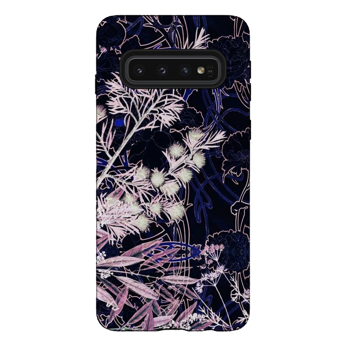 Galaxy S10 StrongFit Pink purple botanical illustration by Oana 