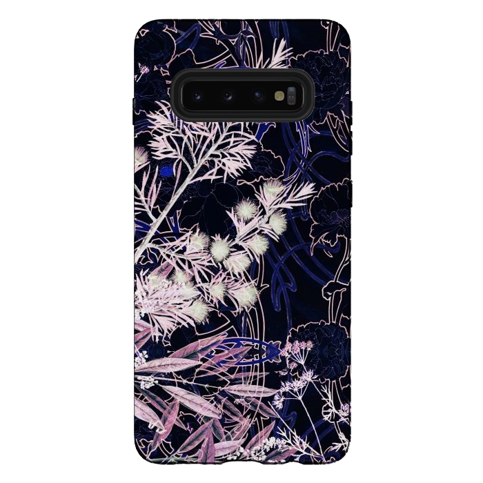 Galaxy S10 plus StrongFit Pink purple botanical illustration by Oana 