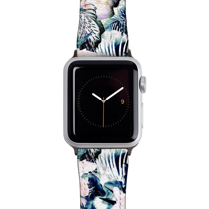 Watch 38mm / 40mm Strap PU leather Jungle leaves and flowers by Oana 