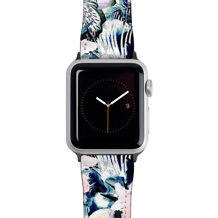 Watch 42mm / 44mm Strap PU leather Jungle leaves and flowers by Oana 