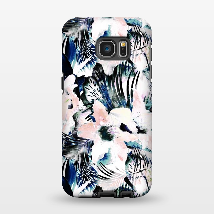 Galaxy S7 EDGE StrongFit Jungle leaves and flowers by Oana 