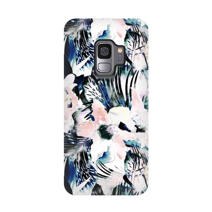 Galaxy S9 StrongFit Jungle leaves and flowers by Oana 