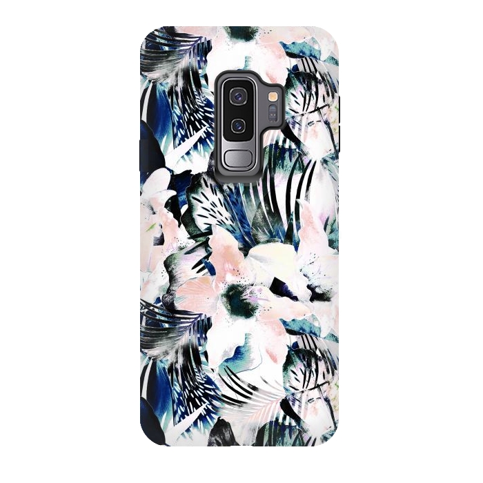 Galaxy S9 plus StrongFit Jungle leaves and flowers by Oana 