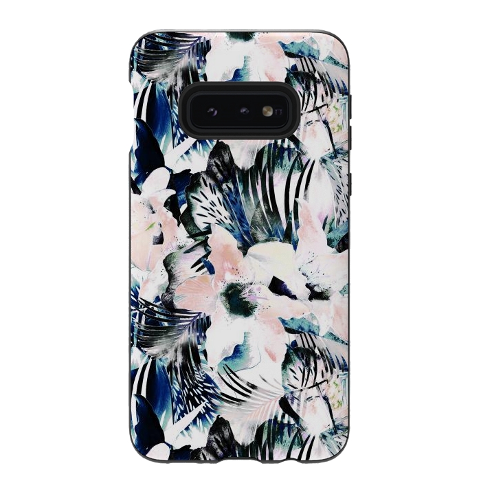 Galaxy S10e StrongFit Jungle leaves and flowers by Oana 